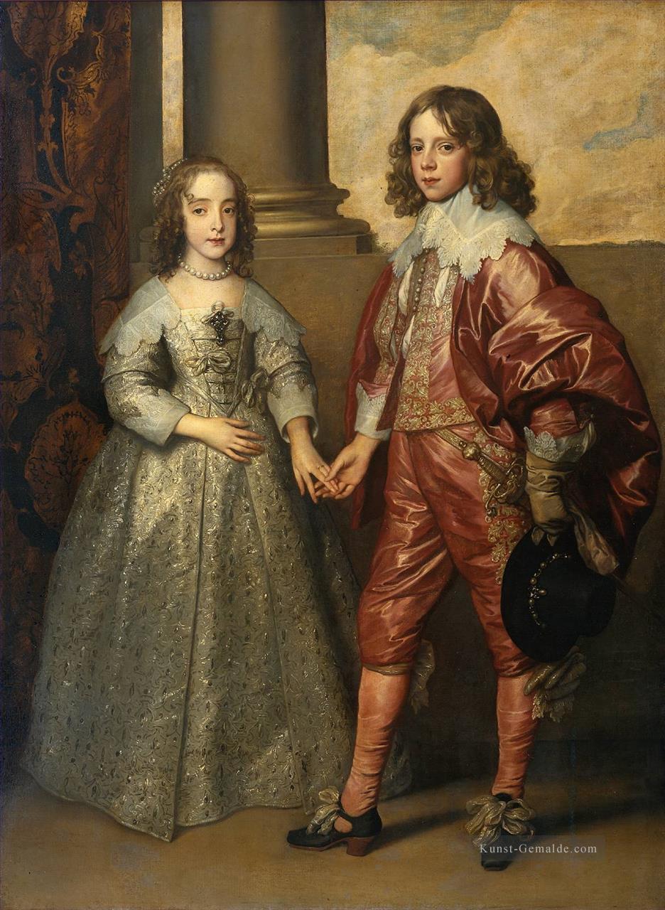 Wilhelm II Prinz von Oranien und Prinzessin Henrietta Maria Stuart Barock Hofmaler Anthony van Dyck Ölgemälde